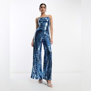 ASOS Blue Sequin Jumpsuit